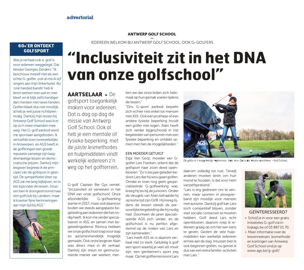 Dressoir Treinstation injecteren G-golf: op het golfterrein is iedereen gelijk – AGS – Antwerp Golf School
